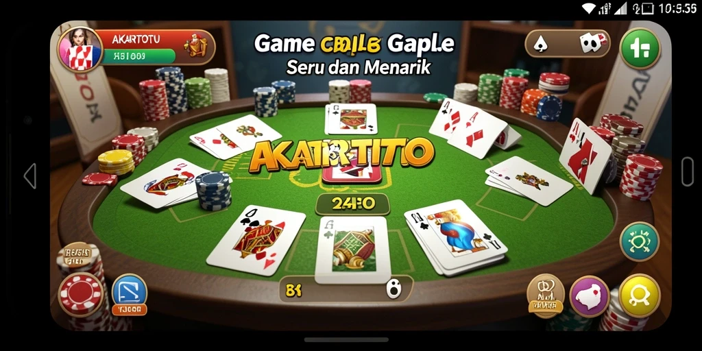 Tampilan gameplay AKARTOTO yang menyenangkan saat bermain Gaple.