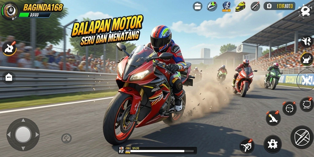 Tampilkan aksi balap motor yang mendebarkan di BAGINDA168.