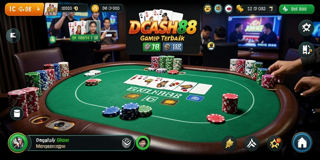 Tampilan gameplay menarik dari IDCASH88 dengan pemain bersaing dalam poker.