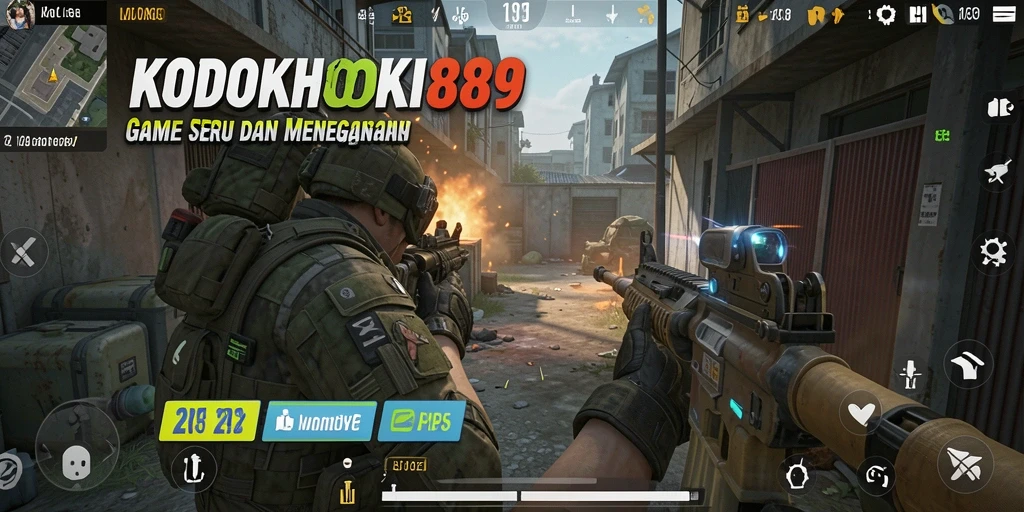 Screenshot gameplay KODOKHOKI889 menampilkan aksi tembak-menembak yang intens.