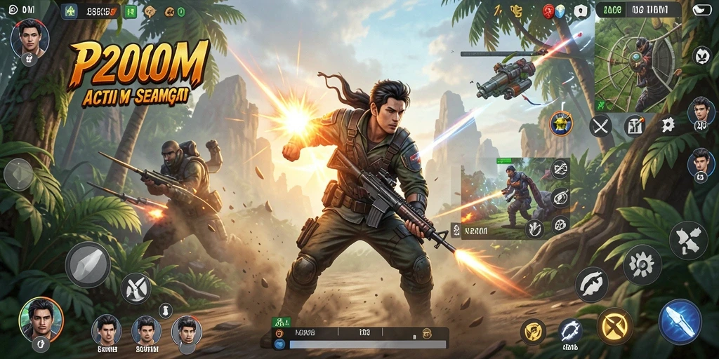 Tampilan gameplay P200M yang mendebarkan dan penuh aksi.