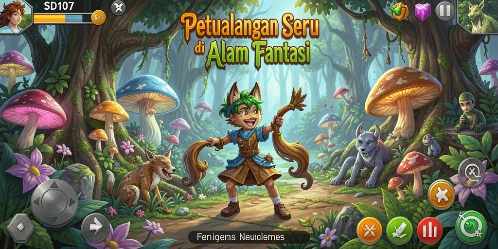 Tangkapan layar gameplay SD107 menampilkan aksi seru di dunia petualangan.