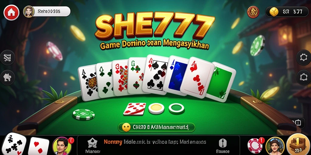 Screenshot SHE777 menampilkan pengalaman gameplay Domino yang menegangkan dan berwarna-warni.