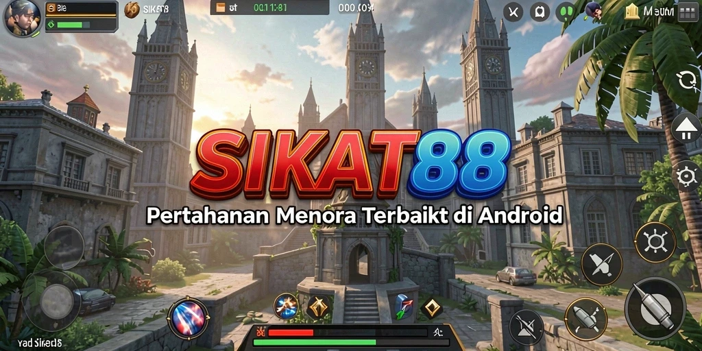 Tangkapan layar utama yang menunjukkan aksi strategis dalam gameplay Tower Defense.